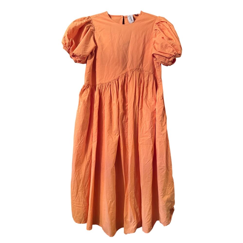 ASOS‎ Collusion Midi full Asymetrical Bodice puff romantic sleeve sherbert US4